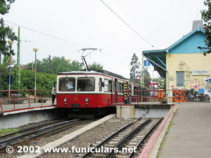 Cog railway with the cog rail in the center. Fogaskerekü vasút, Budapest.
